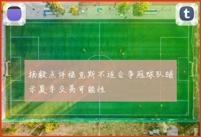 杨毅点评福克斯不适合争冠球队暗示夏季交易可能性